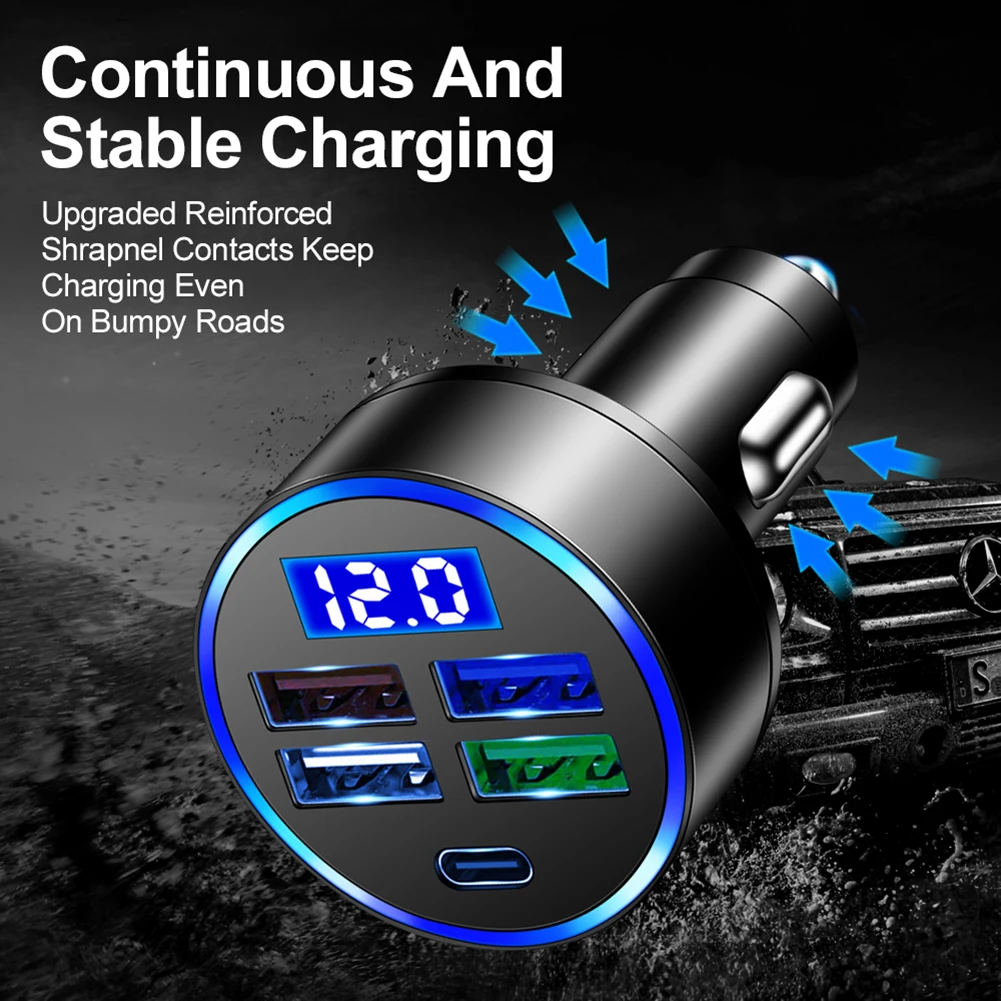 Car Car Charger 4USB Aluminum Alloy Car Charger Fast Charger QC3.0 Resistant To Oxidation Stable Connection Brand New
