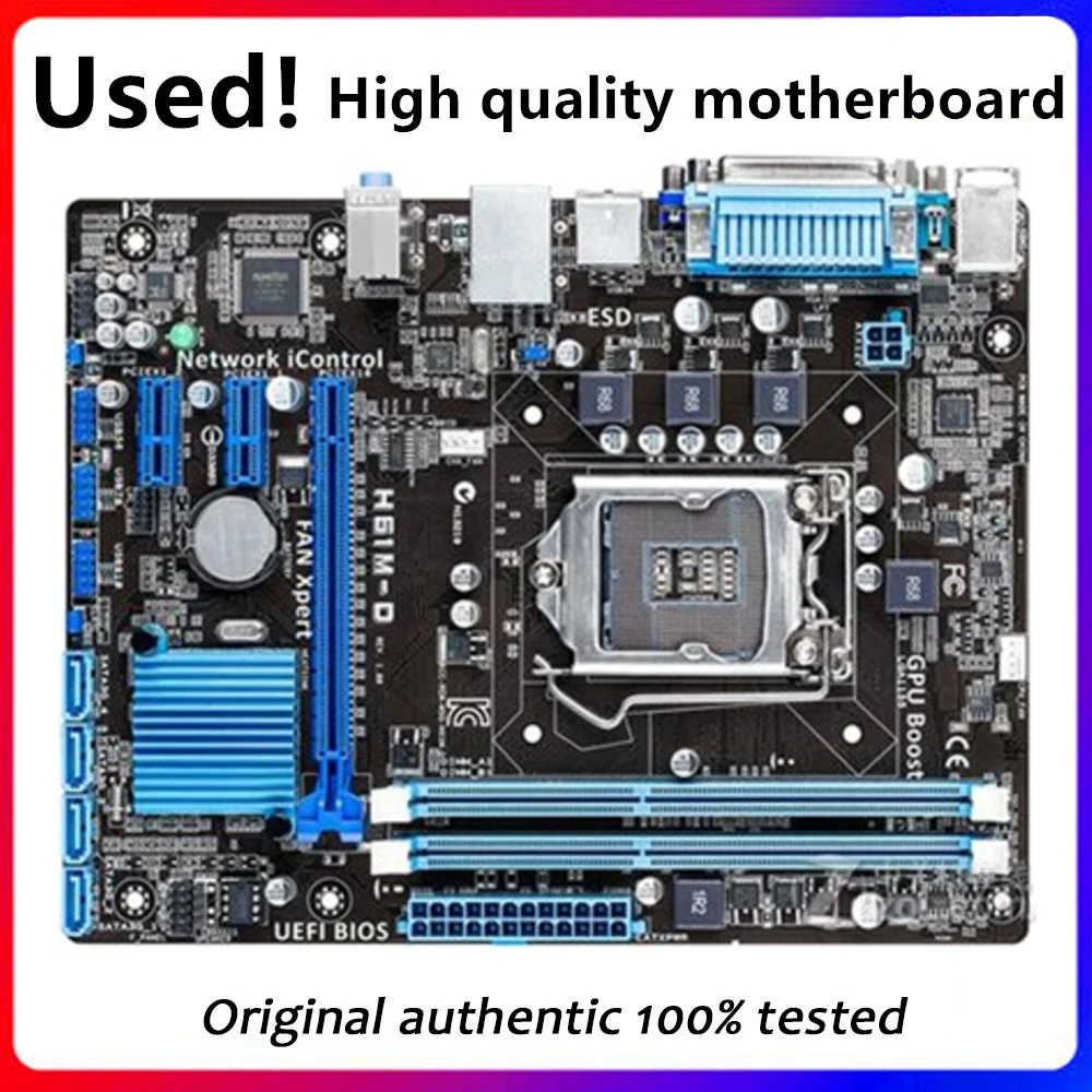 

H61 H61M-D H61M P8H61 б/у настольная плата H61 слот LGA1155 DDR3 Материнская плата SATA2 USB2.0 Поддержка I3 I5 I7