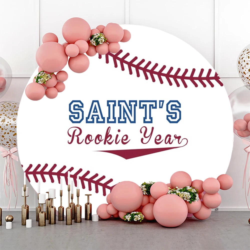 

Baseball Round Backdrop Cover Sport Themed Birthday Party Decorations for Boy Circle Photo Background Fabric Photography Banner