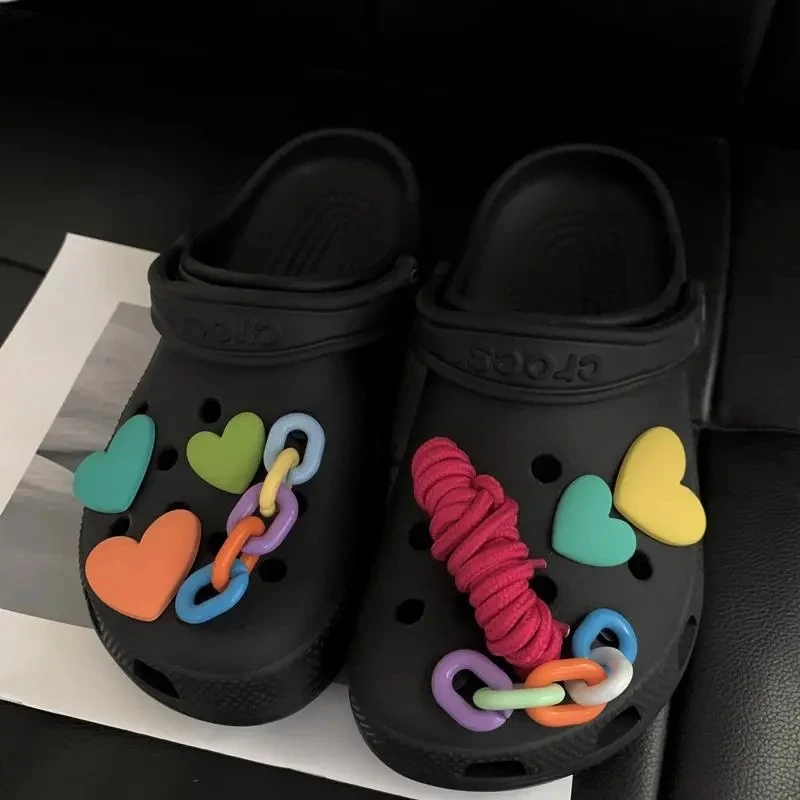 Cute Cartoon Croc Charms Designer Colorful Rope Love Charms for Croc DIY Fashion Croc Decoration