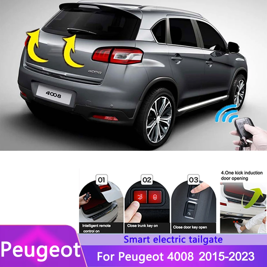 

Автомобильная электрическая задняя дверь для Peugeot 4008 2015-2023, интеллектуальная задняя дверь с питанием, украшение багажника, открытое переоснащенное обновление