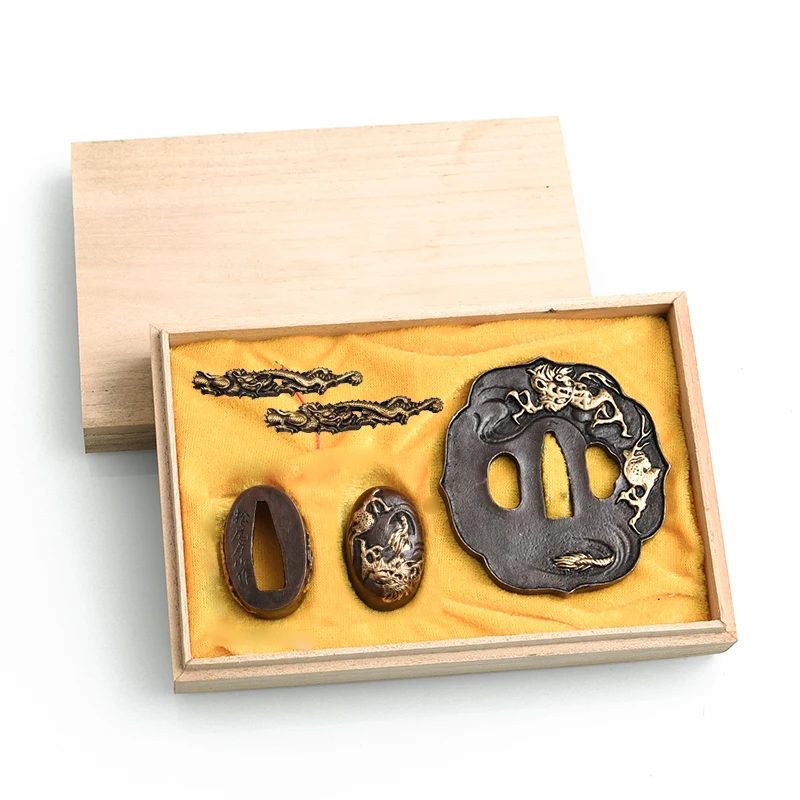 

Редкий медный металлический меч Tsuba с инкрустацией дракона, японский самурайский меч, катана вакизаси, новая поставка