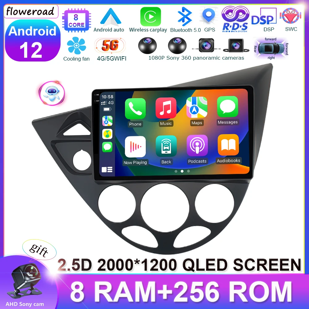 256G Dsp Android13 Autoradio Per Ford Fiesta 1995 - 2001 Focus 1998-2004 Lettore Multimediale 2 Din Navigazione Gps Autoradio Stereo