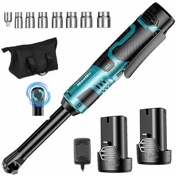 Seesii 3/8 ''55Nm Chiave elettrica a batteria 6'' Chiave a cricchetto estesa Chiave angolare elettrica Driver Set di strumenti di riparazione automatica 12V 1