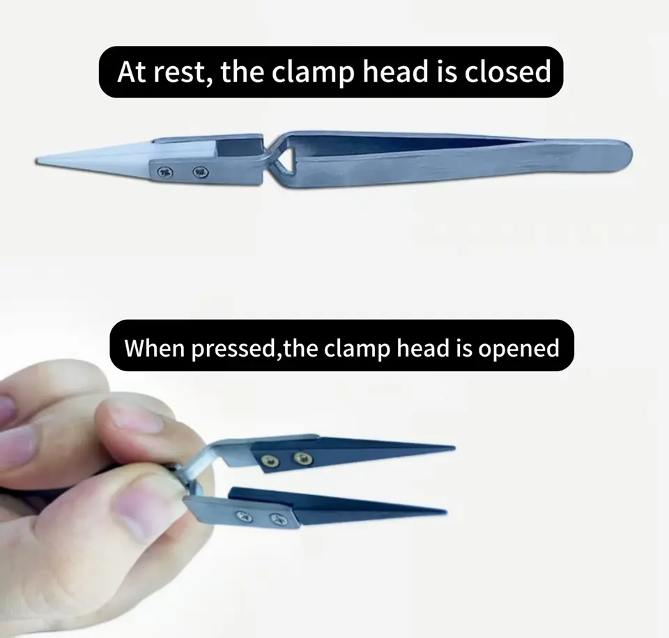 Stainless Steel Ceramic Tip Tweezers; High Temperature Resistant Tweezers; Reverse Tweezers; Anti-Magnetic and Anti-Acid Tweezer image 5