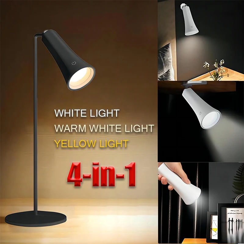 Reading Study Eye Protection Night Light Rechargeable Touch Control Table Lamp 3 Modes Indinite Dimming Soft Light Bedroom Lamp
