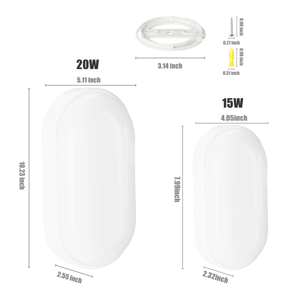 15W 20W Modern LED Wall Lamps Moistureproof front Porch Ceiling Light Surface mounted Oval for Outdoor Garden Bathroom lighting wall light outdoor porch light