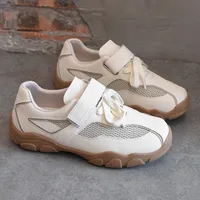 AUTUSPIN Summer Popular Women Sneaker Fashion Leather Patchwork Mesh Shoes Street Style Students Tide Sports Sneakers Size 35-39 2