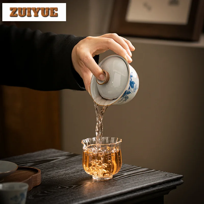 160ml Hand-painted Gourd Gaiwan Handmade Hand Grab Three Talents Tea Tureen Household Tea Maker Cover Bowl Ceremony Gift