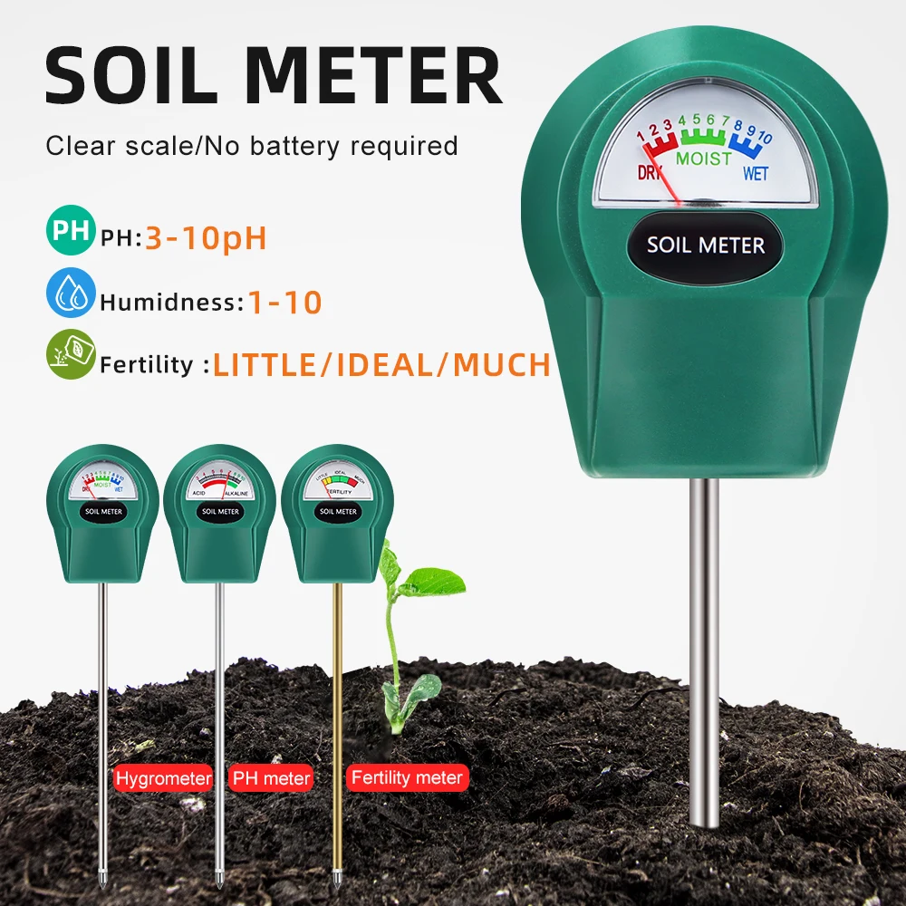 Soil Meter Soil Tester Measuring Soil Moisture/PH/Fertility Easy to Read