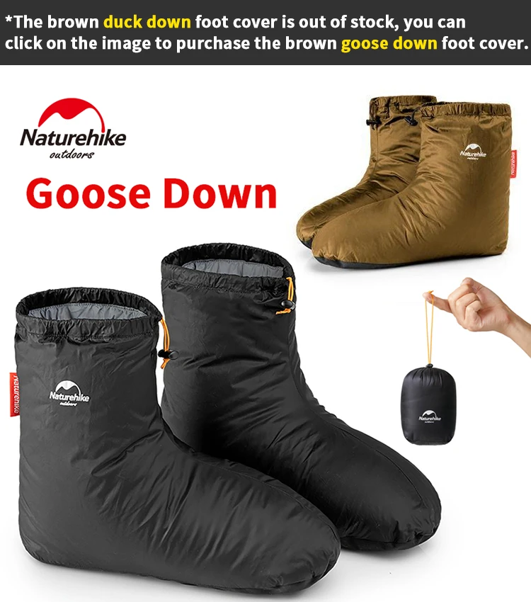 Description Picture 2 of itemNaturehike Winter Duck Down Foot Cover Outdoor Hiking Camping Warm Booties Waterproof Shoes Ultralight Soft Slippers Socks 650FP