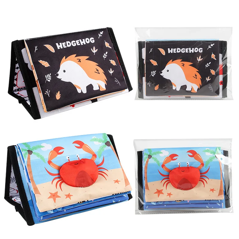 Cartoon Animals Early Education Toys For Baby 10 Page Cloth Book Montessori Touch And Feel Infant Soft Desk Calendar Cloth Books