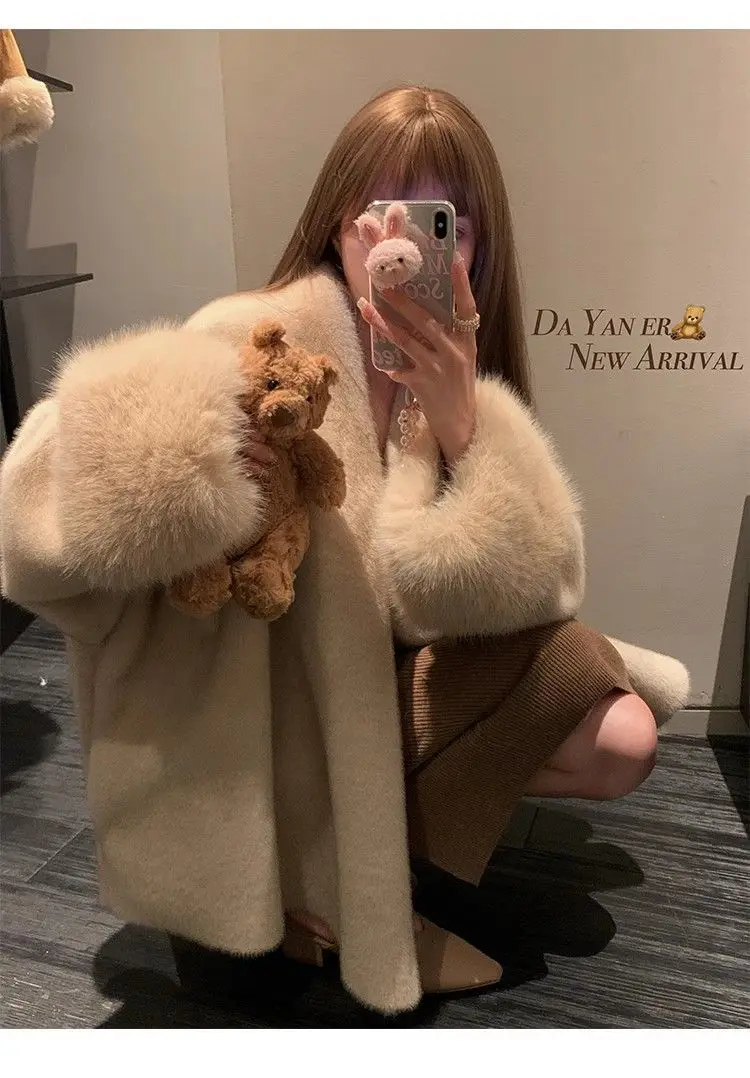 Women Plush Coat – Elegant Autumn Winter Jackets | Solid Color V Neck Outerwear