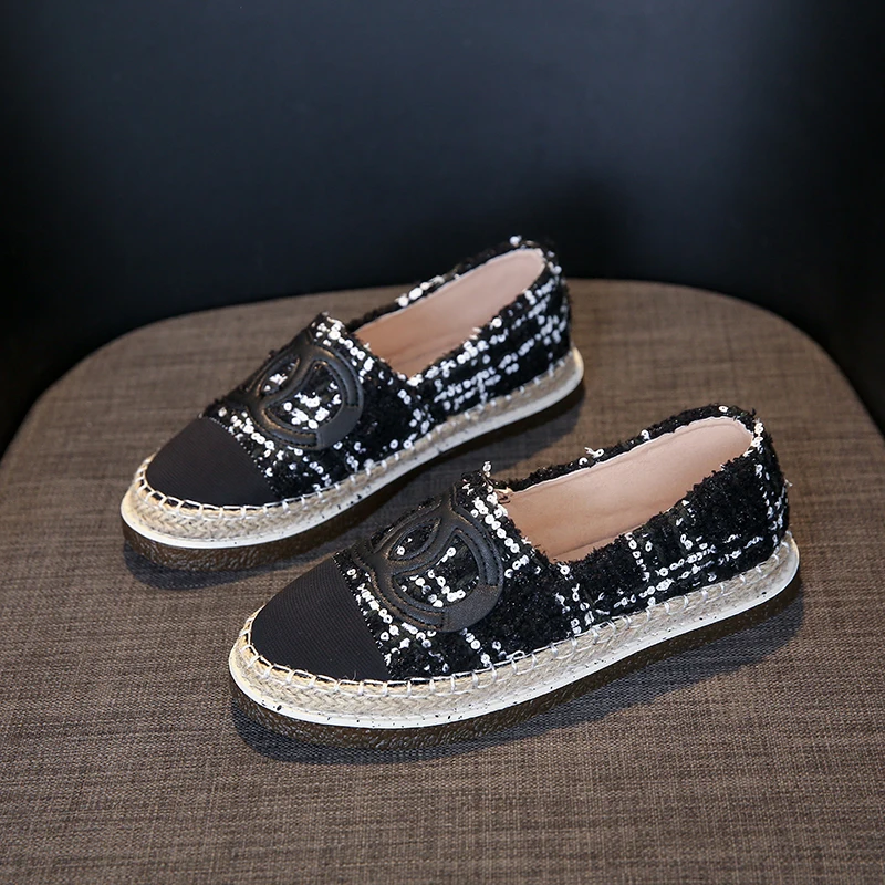 

2023 Summer Espadrilles Ladies Casual Comfort Loafers Breathable Flax Shoes Ladies Espadrilles Loafers Straw Slip On Lazy Shoes