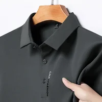 POLO à manches courtes pour hommes, couleur unie, haut élastique respirant et confortable, nouvelle collection 3