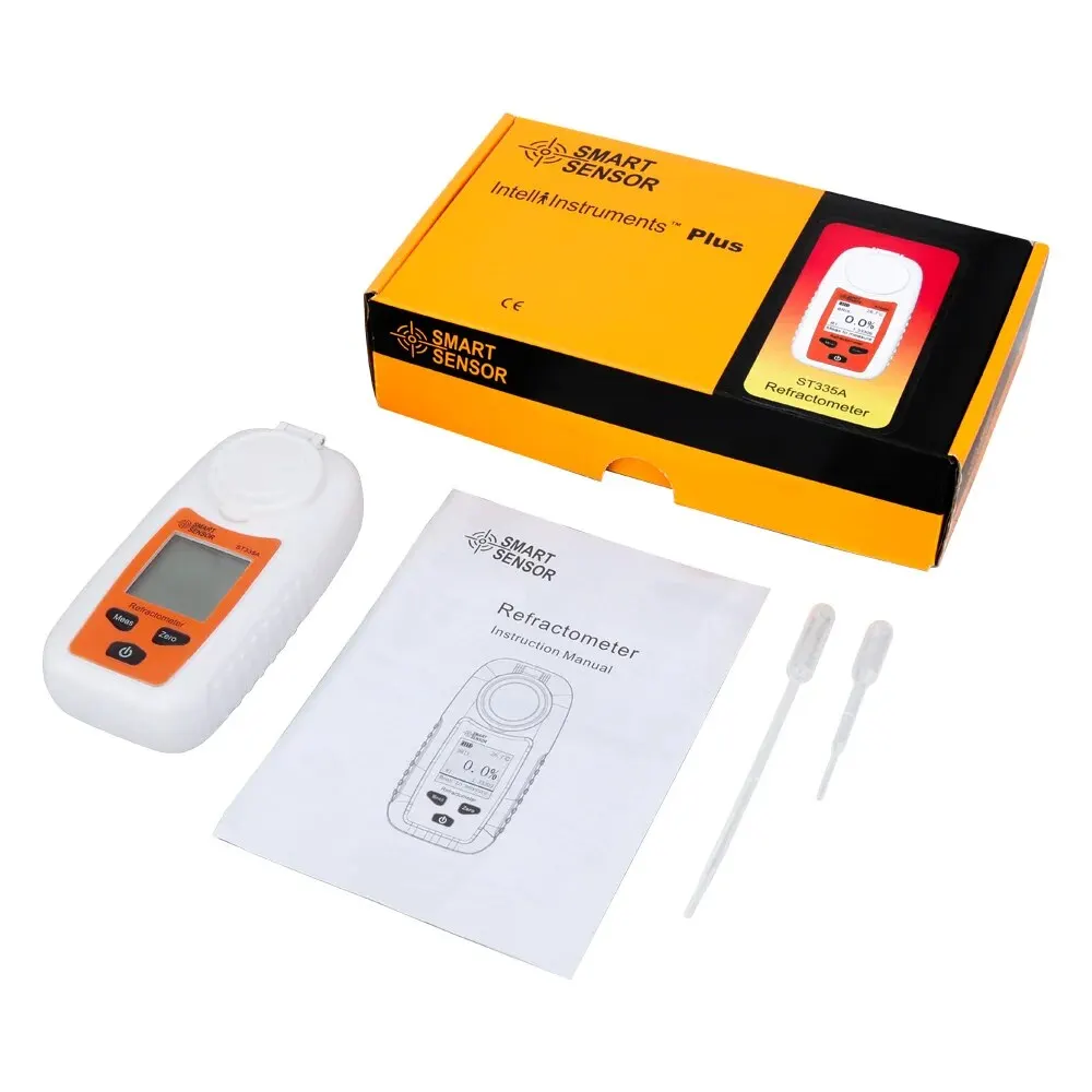 SMARTSENSOR LCD Digital Refractometer Brix Meter Fruit Juice Beverage ATC Sugar Content Measuring Instrument 0-35% Saccharometer Hand Held Liquid Refractometer