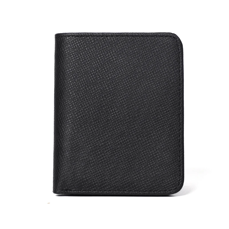 Cartera delgada de cuero genuino para hombre, cartera de bolsillo fino para hombre, monedero corto Unisex para mujer, Mini billeteras, tarjetero, monedero pequeño
