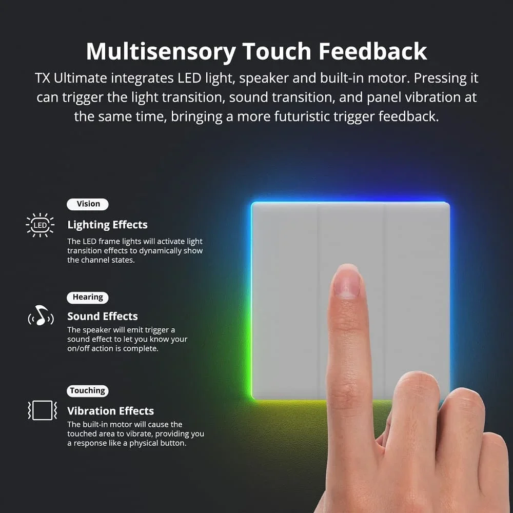 TX Ultimate T5 Wall Switch 86/120 Full Touch Access LED Light Edge Multi-Senso