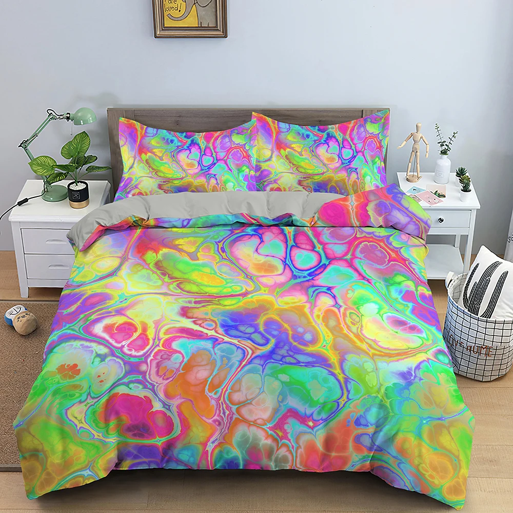 

Geometric Pattern Duvet Cover Psychedelic Bedding Set Microfiber Quilt Cover with Zipper Closure Queen King Size For Teen Adult