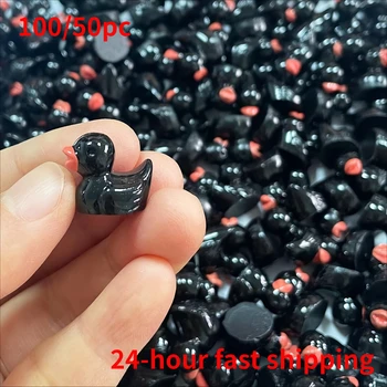 100/50pcs Mini Resin Black Ducks Tiny Duck Miniature Figures Bulk Little Duck Charms for Party, DIY Micro Landscape Garden Decor 1
