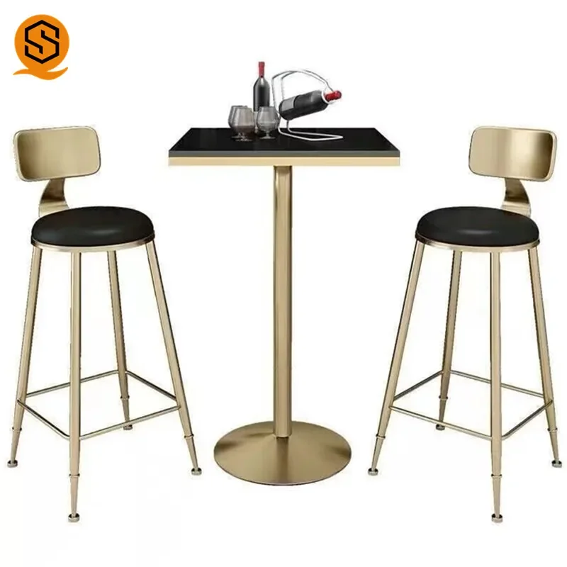 High Quality Modern Coffee Cafe Shop Furniture With Cushion High Counter Kitchen Restaurant Dining With Metal Bar Chair
