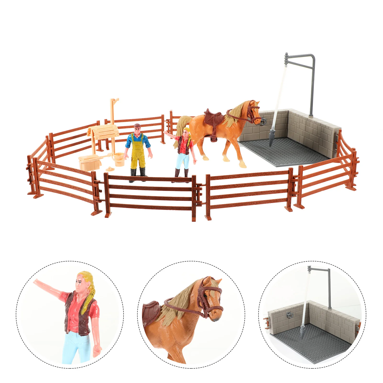 

1 Set of Interesting Horse Stablr Toy Model Microlandscape Mini Ranch Model Accessory Kids Toy