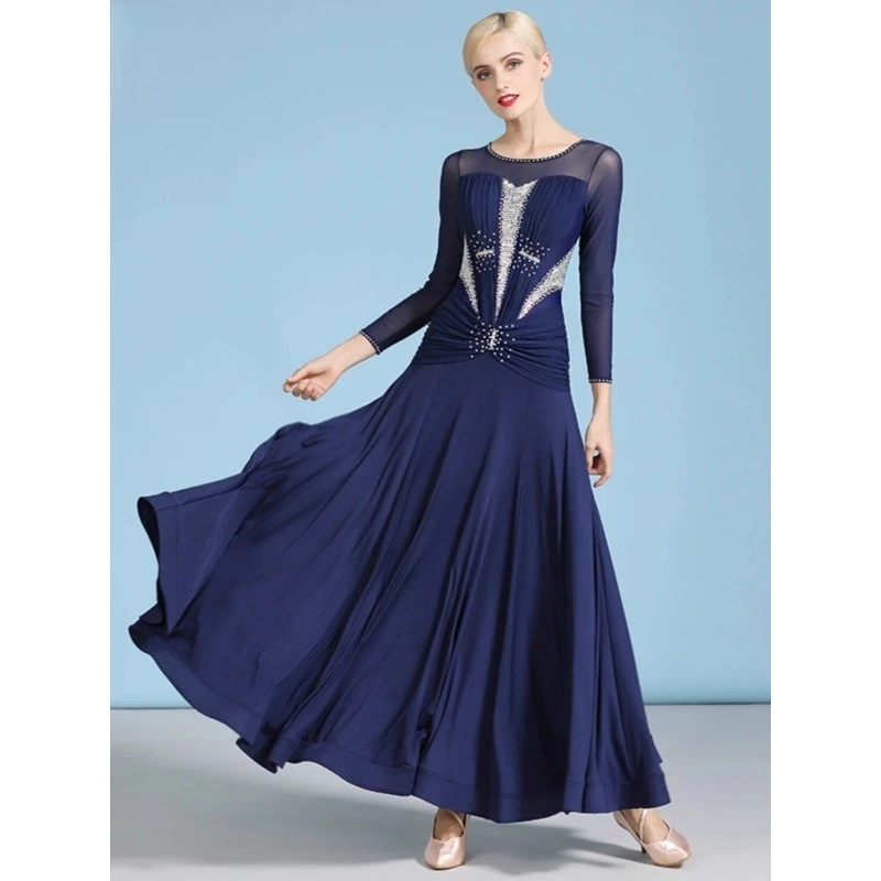 Sparkling Diamond-Encrusted Modern Dresses Ballroom Costumes Waltz Practice Ballroom Dresses