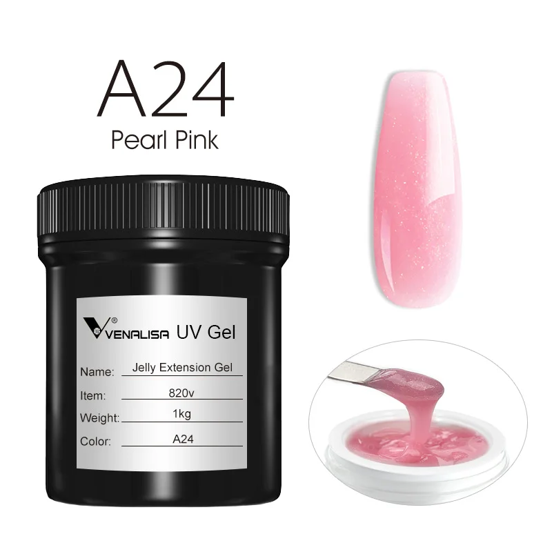 VENALISA 젤리 젤 대용량 1L 젤리 누드 컬렉션 불타지 않는 UV LED 소프트 익스텐션 젤 네일 젤 네일 매니큐어