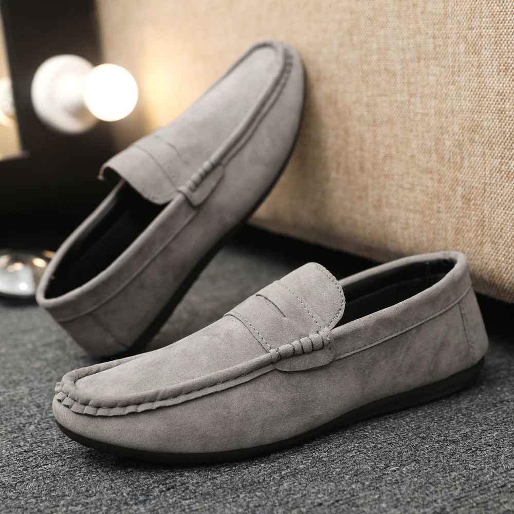 2026 Casual Men's Shoes Versatile Comfortable Work Shoes Driving Loafers Black, Grey, Khaki Three-Colour 3