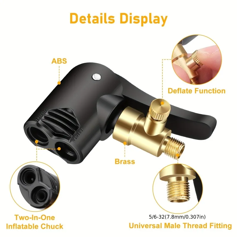 Dual Head Bicycle Pump Nozzle Hose Adapter with Valve Converter