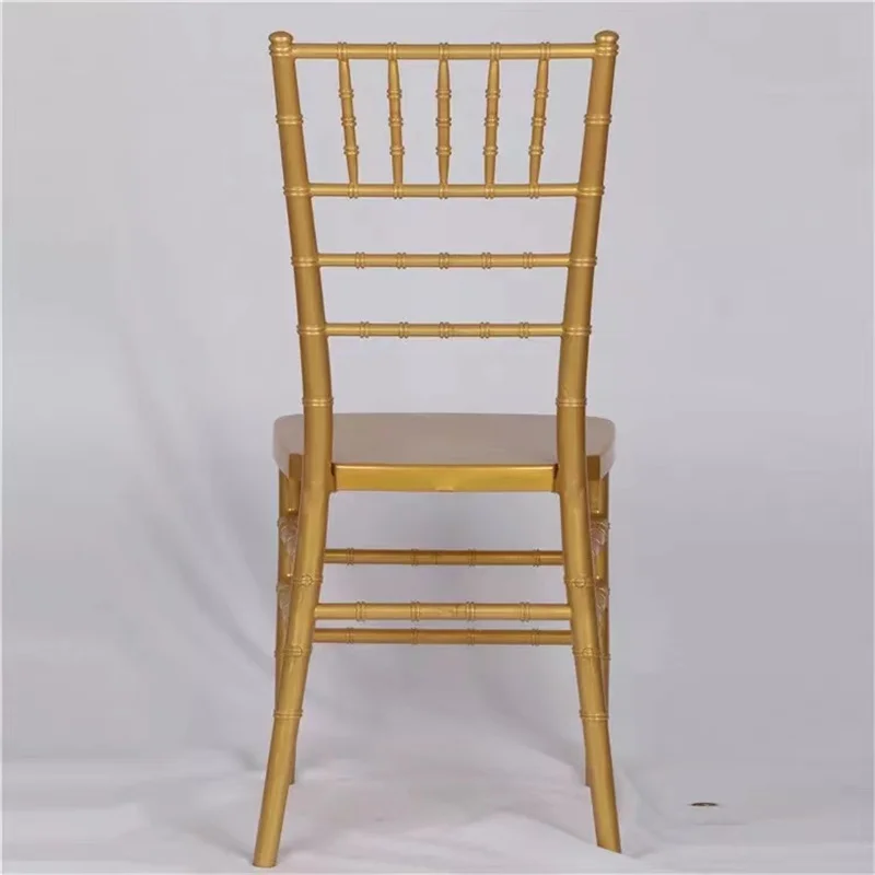 100 Pcs Wholesale Gold Tiffany Resin Plastics Material Detachable Chiavari Chair For Wedding Banquet Hotel Dining Chair