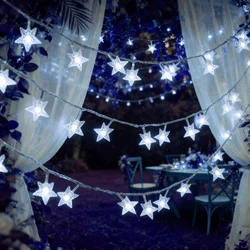 LED Star Fairy String Lights for Parties, Weddings, and Outdoor Decor (White)