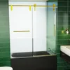 Tub Shower Door, 56-60" W * 66" H Frameless Single Sliding Shower Doors for Bathtub, Bathroom Shower Door with Towel Rail 1