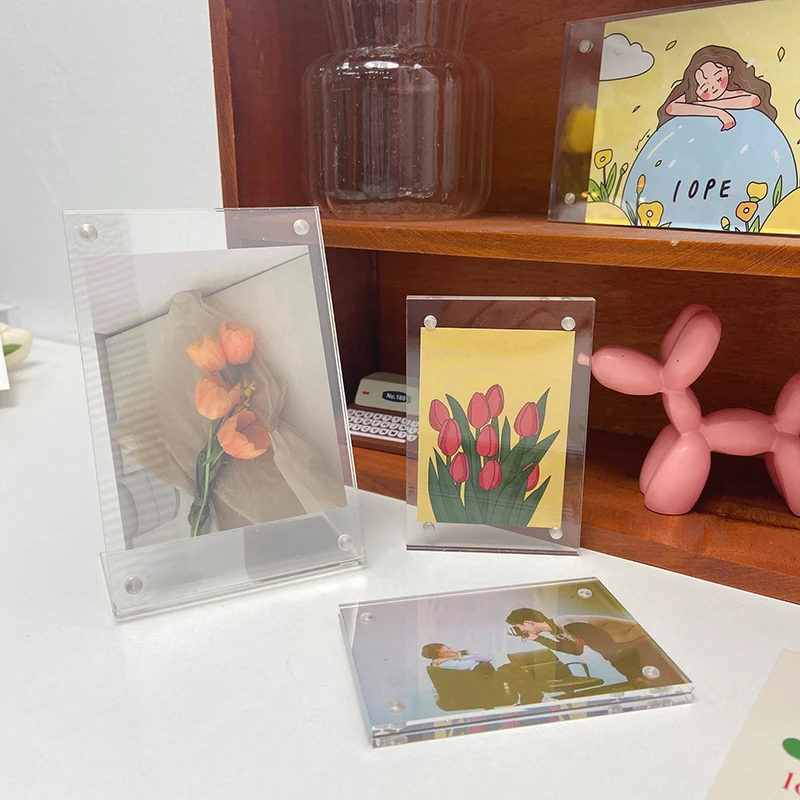 Photo Frame Nordic Acrylic Photo Frame Clear Idol Photocard Holder Photo Card Displayer Transparent Magnetic Frame Home Desktop Decor