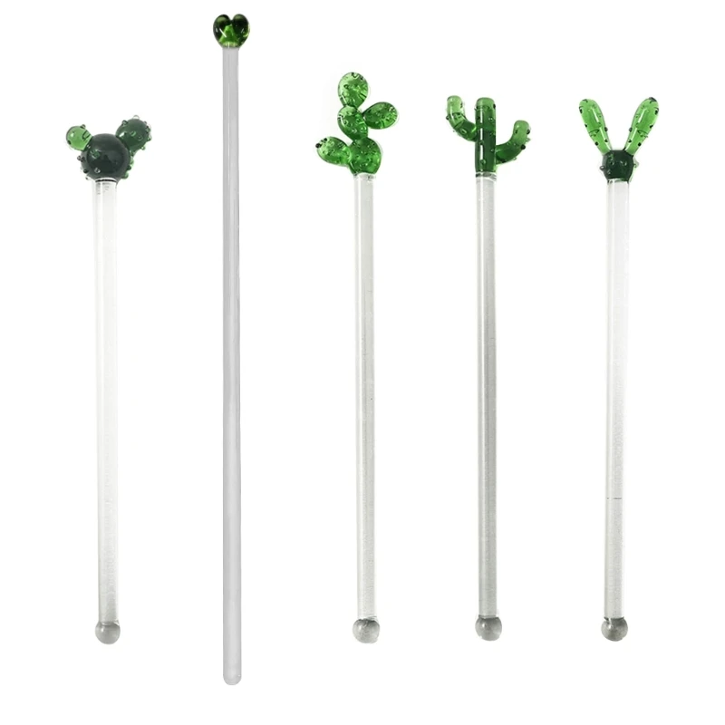 

Cactus Glass Stirring Bar Coffee Stir Sticks Glass Reusable Drink Stir Stirrers for Chocolate Valentines Day Bar Party