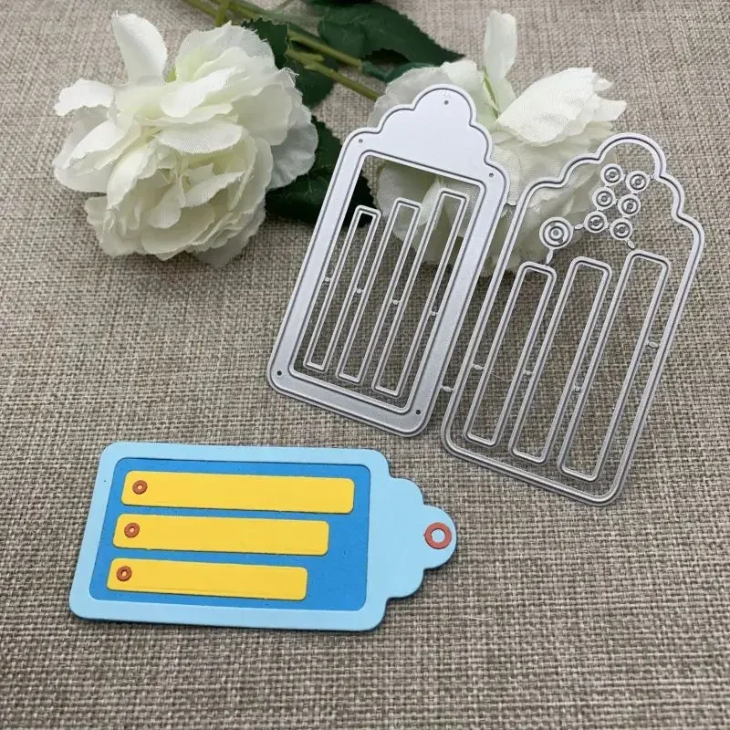 Mittelgroße Etiketten-Metall-Stanzformen für DIY-Scrapbooking, dekorative Prägung, Handarbeit, Stanzschablone, Form