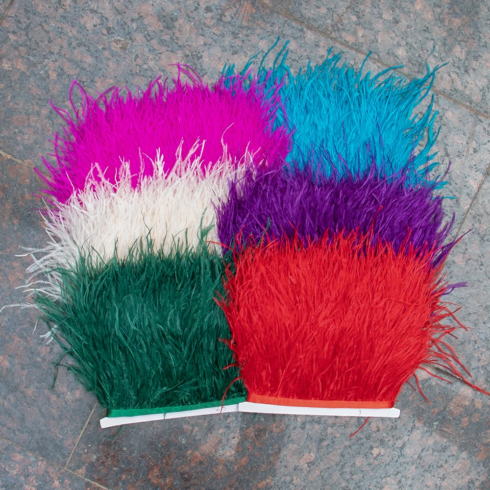 52 Colors High Quality Ostrich Feathers Trim Fringe Fluffy Ostrich Feather Ribbon Lace Party Clothing Decoration plume Trims