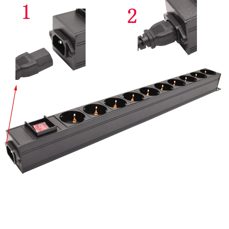 

New 16A German standard Socket with switch C13 Interface PDU Power Strip Engineering Network Cabinet 10AC EU output jack