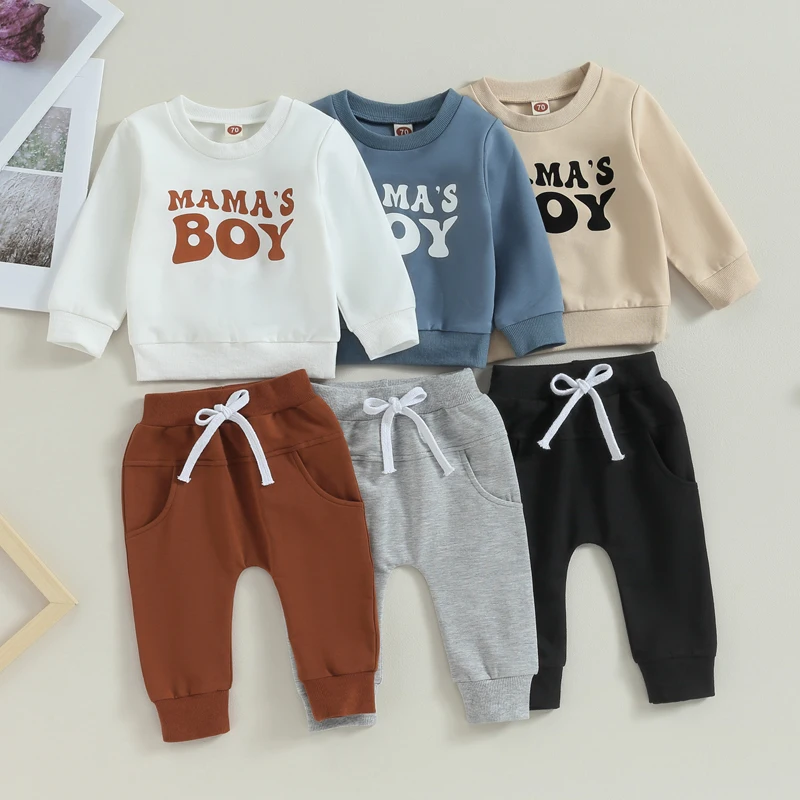 Newborn Baby Girls Clothes Sets Autumn Toddler Kids Boys Letter Print Long Sleeve Sweatshirts Pants 2pcs Infant Clothing Suits