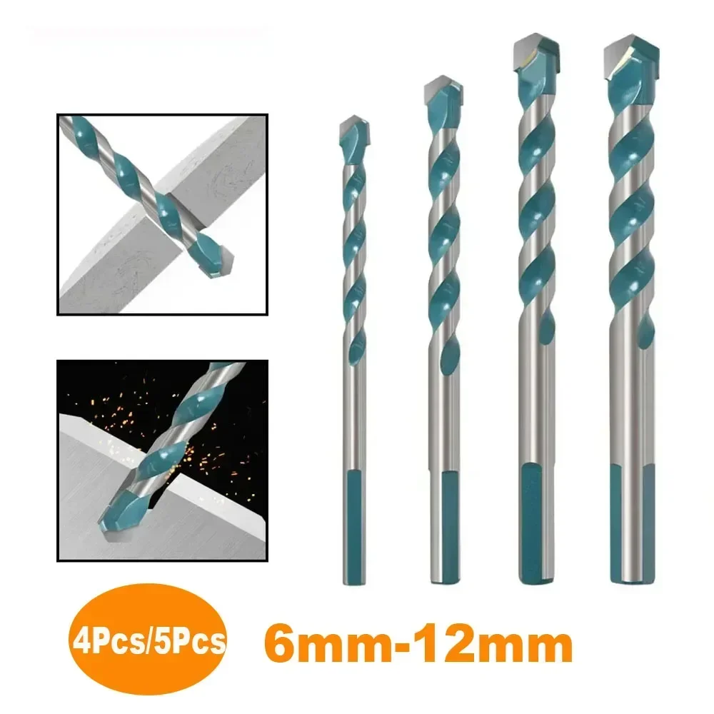 

4/5Pcs Multifunctional Glass Metal Tile Drill Bit Triangle Diamond Drill Set Ceramic Concrete Brick Wood Punching Hole Saw Drill