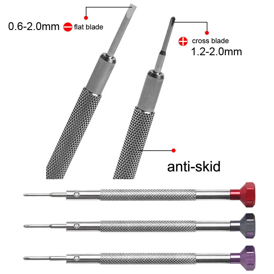 0.6mm-2.0mm 새로운 시계 제조 업체 스크루 드라이버 시계 안경 플랫 블레이드 크로스 블레이드 스크루 드라이버 시계 액세서리 수리 도구 키트