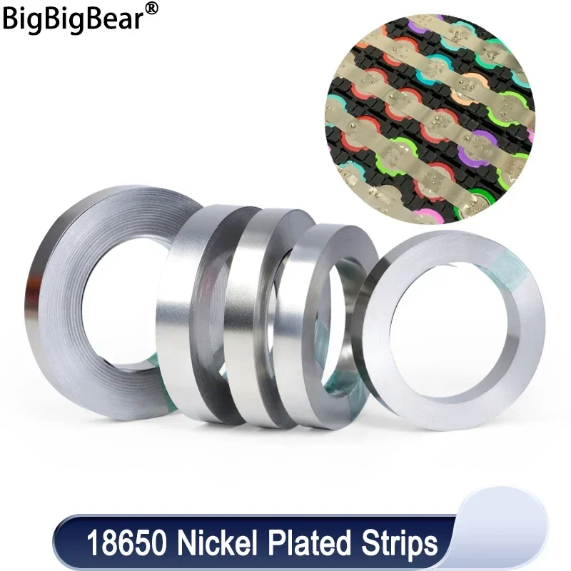 Nickel Plated Strip 18650 Li-ion Battery Nickel Sheet Plate Connector 0.1mm 0.2mm Steel Belt Spot Welding Machine Battery Welder nickel strip