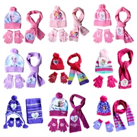 New Autumn Winter Children Hat Elsa Classics Disney Princess Cartoon Cap Scarf Hat Glove Warm knitted hat Girl Christmas Hat 1