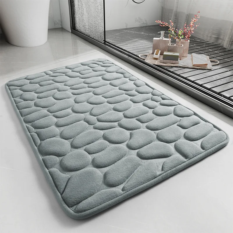 High Quality Pebble Bath Mat SBR Anti-Slip Bottom Design 3D Embossed Stone  Bathroom Carpet Massage Foot Mat Bathroom Rug - AliExpress
