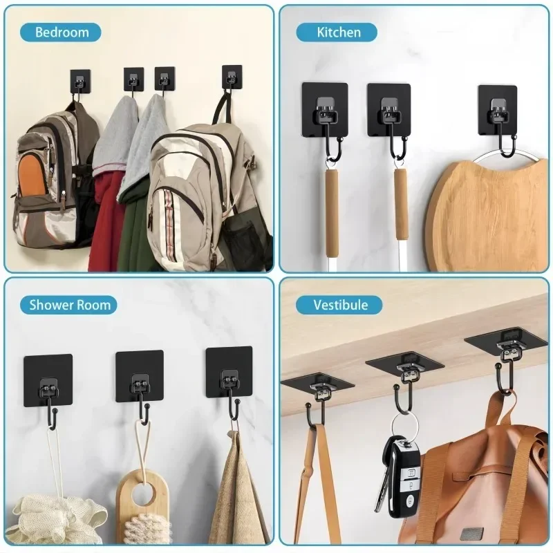 Self Adhesive Hooks Rotating Waterproof Seamless Strong Sticker Holder Wall Door Storage Hanging Hook Kitchen Bathroom Organizer 3