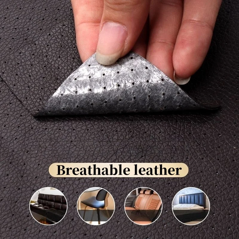 소파, 자동차 시트, 지갑 등의 수리용, 절단 가능, 접착식 뒷면이 있는 통기성 있는 천공 합성 가죽 테이프