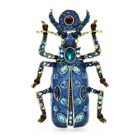 Wuli&baby Big Enamel Beetle Brooches For Women Unisex 4-color Rhinestone Lovely Insects Party Office Brooch Pins Gifts 4