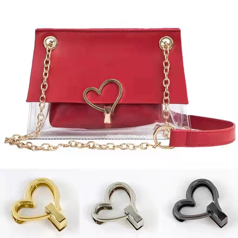

Fashion Heart Shape Bag Lock Clasp Switch Lock Buckle Metal Turn Lock Buckles For DIY Handbag Bag Accessories