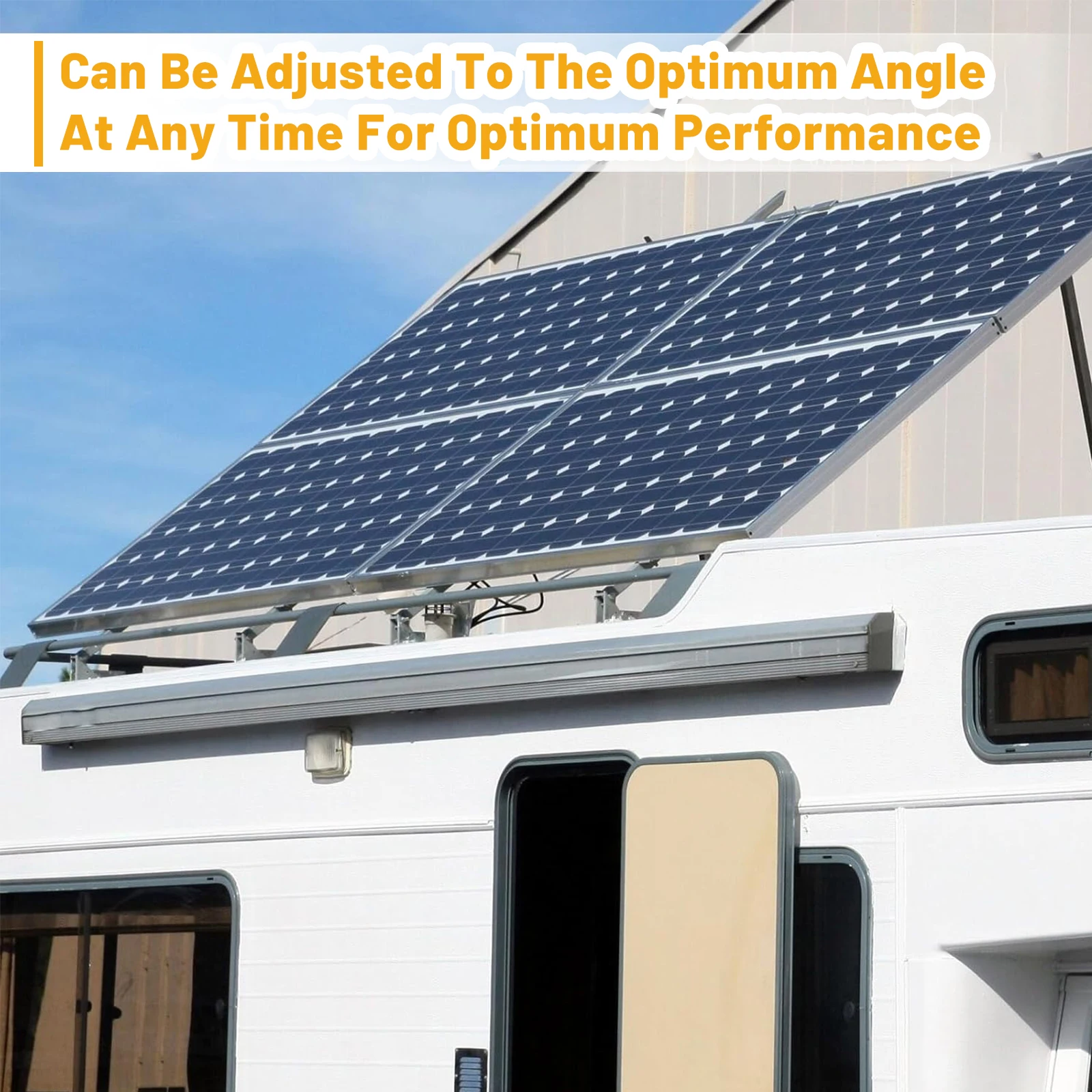 CP-SETUNO 26in Adjustable Solar Panel Tilt Mount Brackets Support up to 100W-500 Watt Solar Panel for Any Flat Surface Roof RV solar panel mounting set