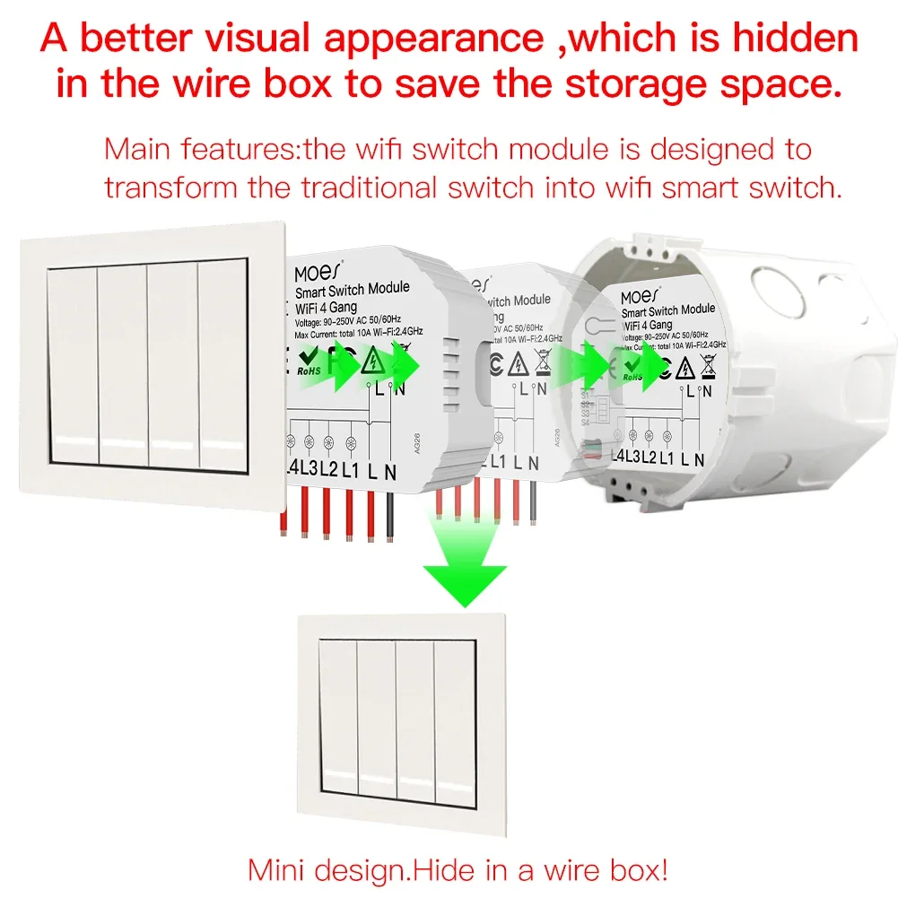 Shelly Plus 2pm Interruttore Wifi Life - Modulo Di Interruttore Della Luce Intelligente, 4 Tuya Smart Shelly Plus 1